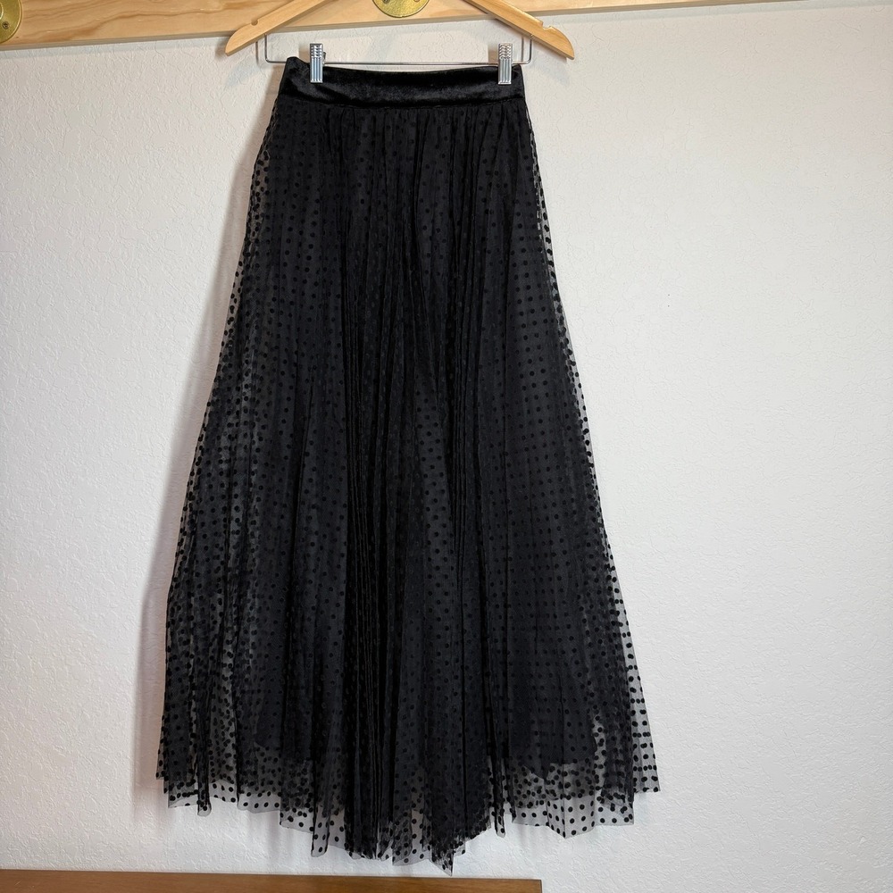 Women's Exquise Tulle Black Polka Dot Maxi Arlo Skirt Size 2 NEW